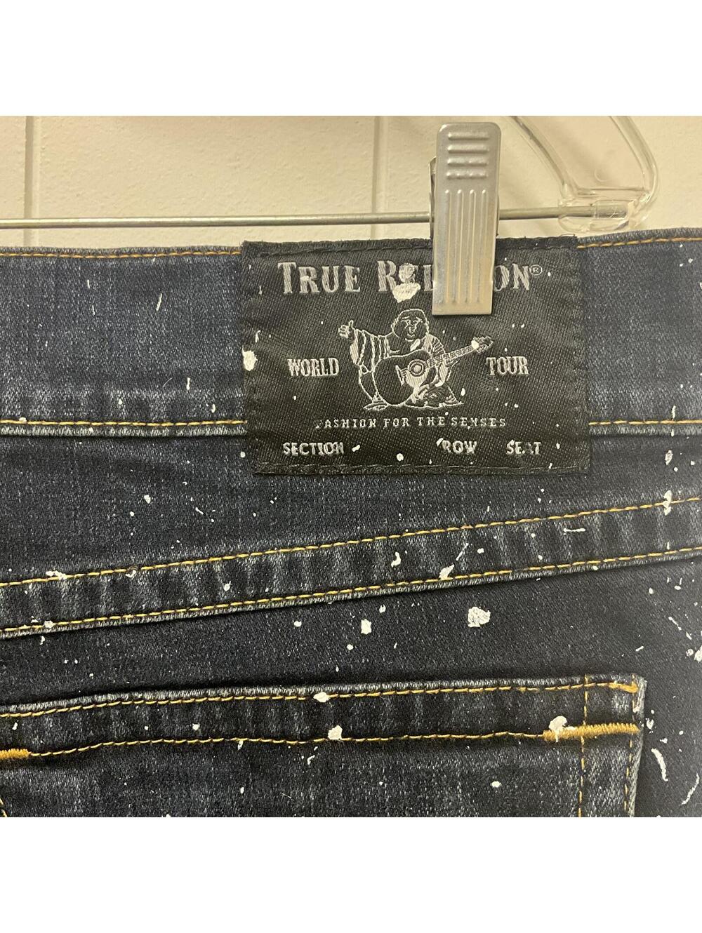 True Religion Men's Rocco Big T Paint Splatter Skinny Jean with Rips 36 - Picture 8 of 13